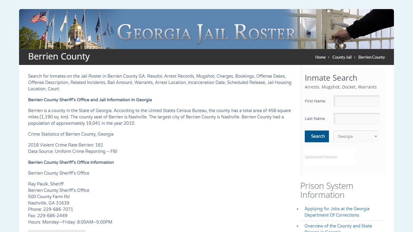 Berrien County | Georgia Jail Inmate Search